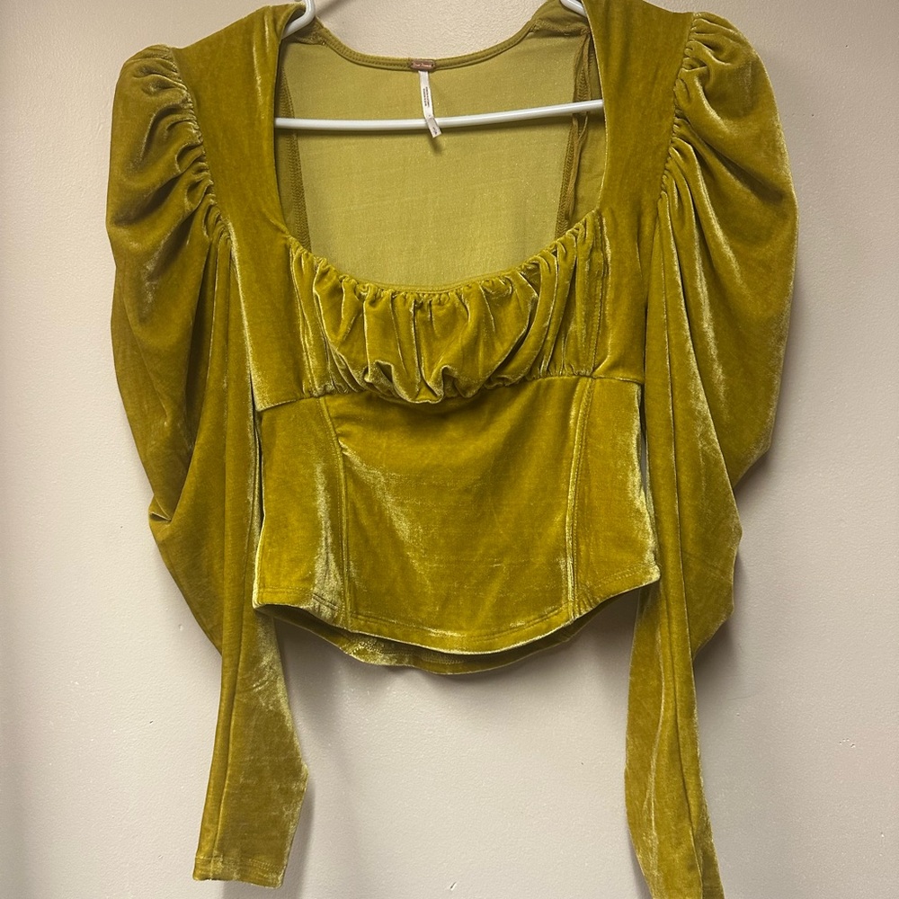 Free People‎ Mustard Velvet Blouse